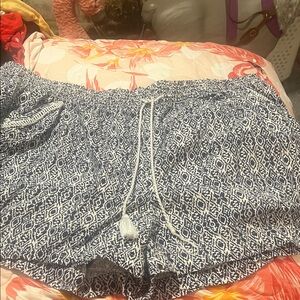 Blue and White Patterned Shorts